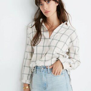 Madewell 100% Cotton Flannel Oversized Ex-Boyfriend‎ Shirt in Windowpane Size M